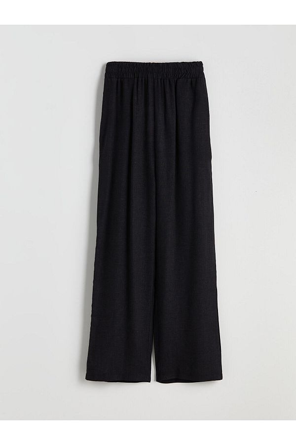 LC Waikiki-Pantaloni de damă cu aspect de in cu talie elastică 1