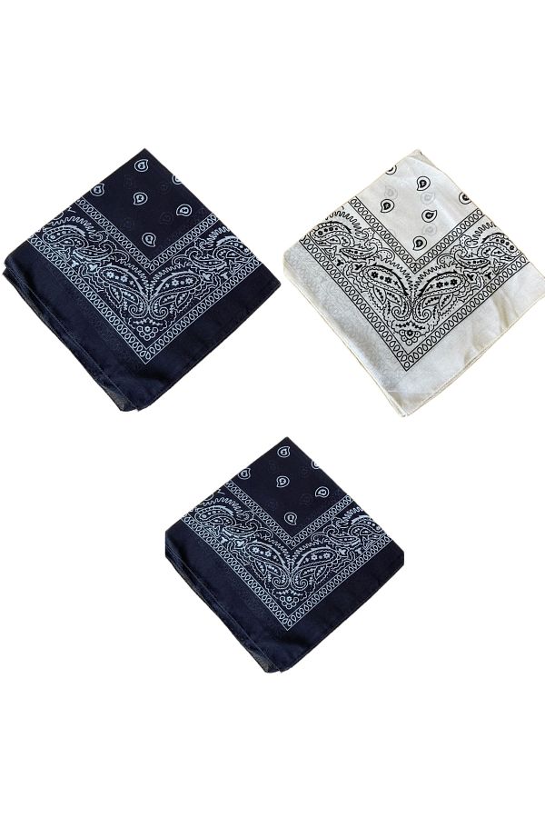 Rupen Kraft-100% Cotton Classic Pattern Unisex 3-Piece Bandana Set Colorful Bandana Ethnic Patterned a Quality Bandana 1