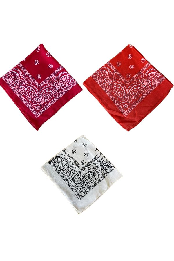 Rupen Kraft-100% Cotton Classic Pattern Unisex 3-Piece Bandana Set Colorful Bandana Ethnic Patterned a Quality Bandana 1