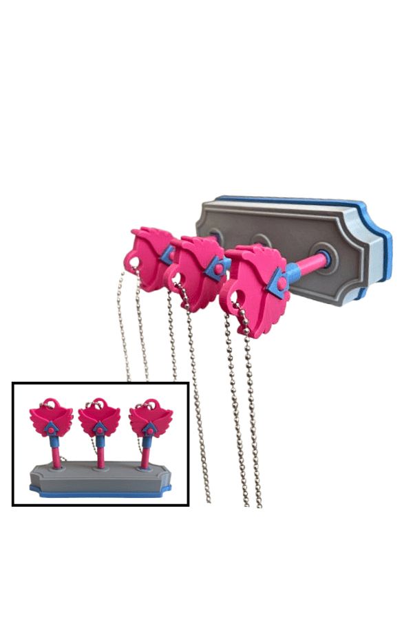 Lulu's Prints-Set of 3 keys with chain and key ring, inspired by Squid Game, multicolor, plastic, 130x50x80 mm 1