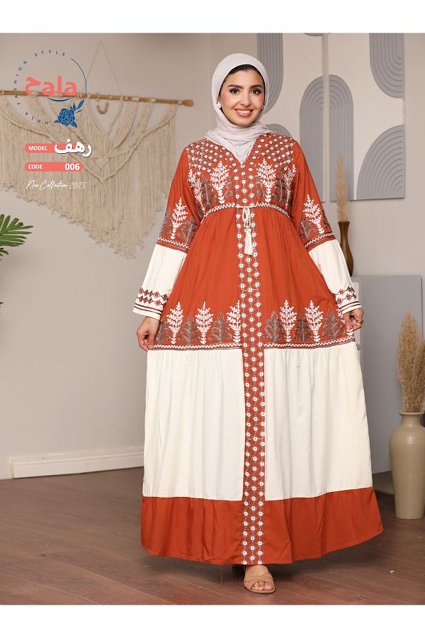 Hala-Embroidered reception jalabiya made of light and soft linen fabric that gives you a feeling of comfort and freshness 1