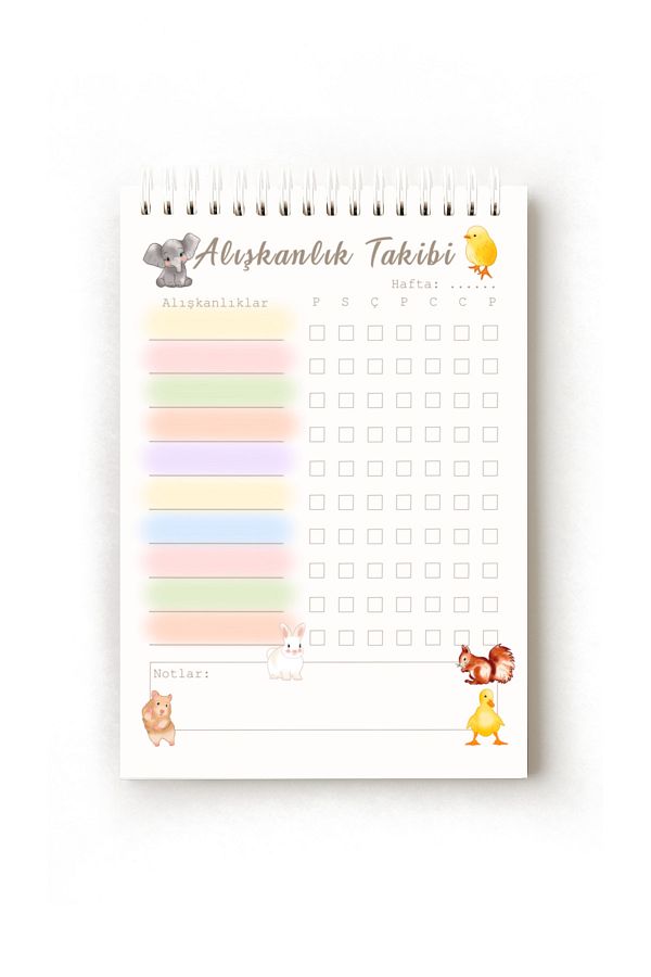 Handeto Kraft-Cute Animals Turkish Habit Tracker, Habit Tracker, A5 Habit Tracker, Routine Notebook, Planner 1