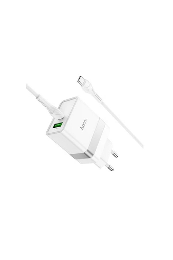 Dali-Încărcător de telefon, 1xUSB A și 1xUSB Tip-C cu cablu USB Tip-C, 1m, PD30W, QC 3.0, N21, Alb 1