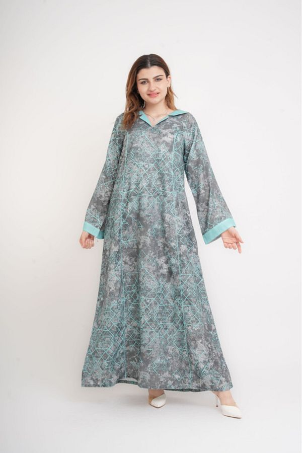IKKXA-Elegant Patterns Collared Jalabiya 1