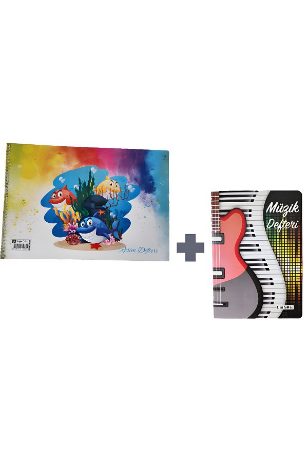 Mikro-Music and Painting Notebook Set – A4 20 Sheets of Music + 25X35 cm 15 Sheets of Painting Notebook 1