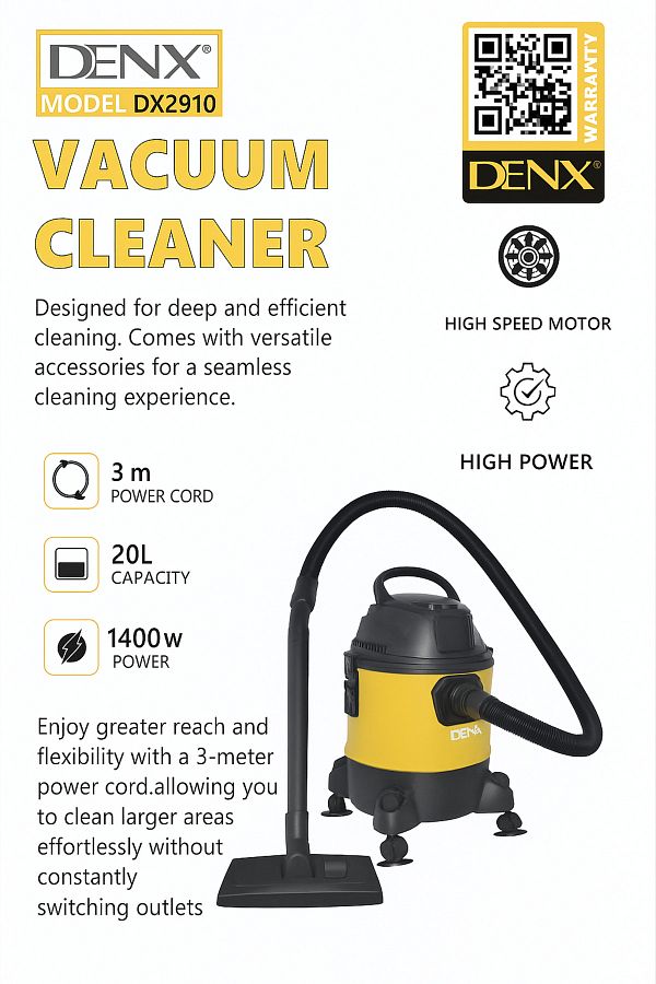 Denx-DINEX DX2910 Vacuum Cleaner for Deep and Powerful Cleaning with Multiple Attachments for Easy Use and Efficient Performance 1