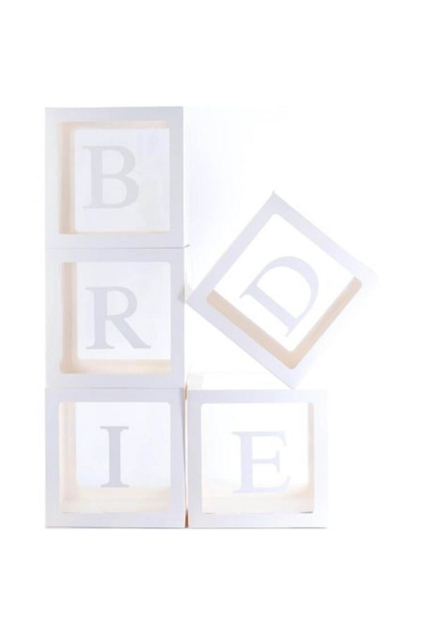Terra-Set of 5 Balloon Boxes, Bride Script Pattern, Wedding Theme 1