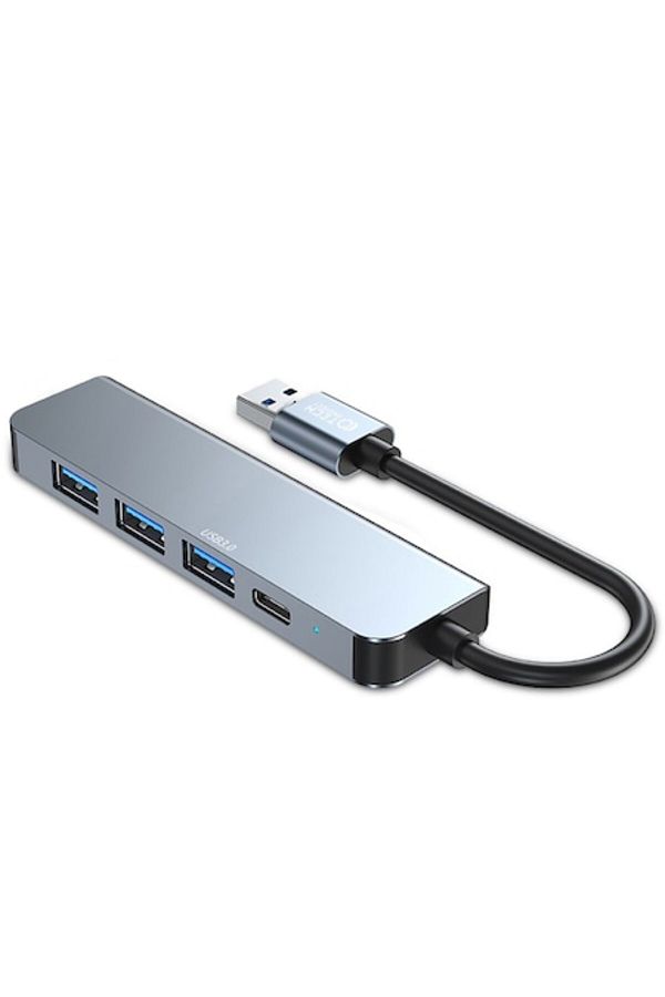 Tech-Protect-Adaptor HUB din aluminiu 5-în-1 V0, USB - 3x USB 2.0, 1x USB 3.0, 1x USB Tip-C, Gri 1