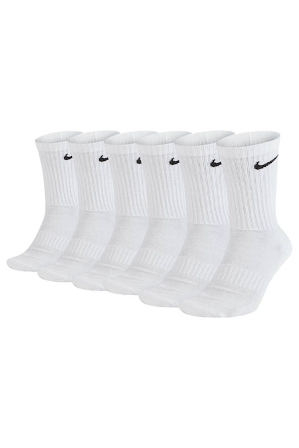 Nike-, Set of long unisex socks with monogram pattern - 6 pairs, White, 42-46 1
