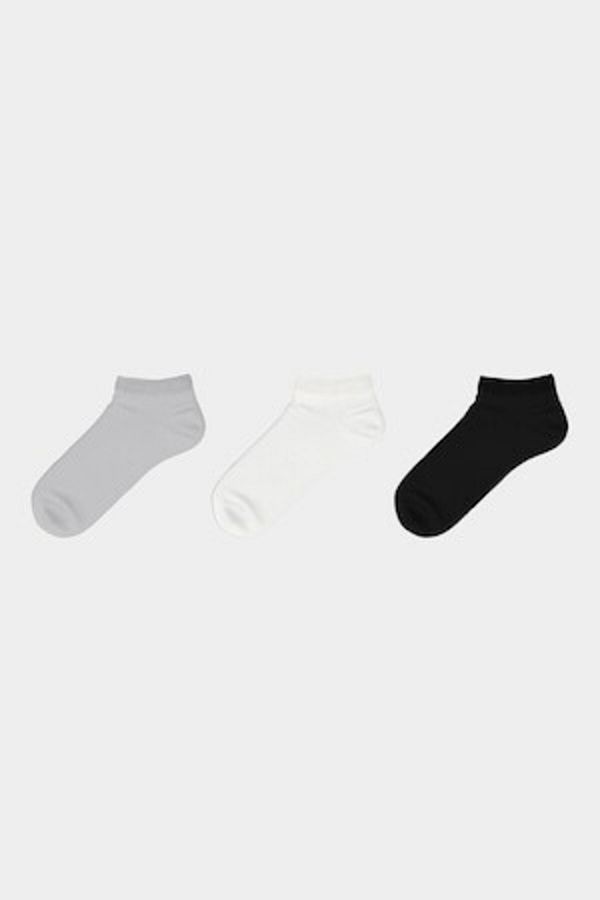 LC Waikiki-- Set of short socks with plain pattern - 3 pairs, White, Black, Grey, 36-38 1