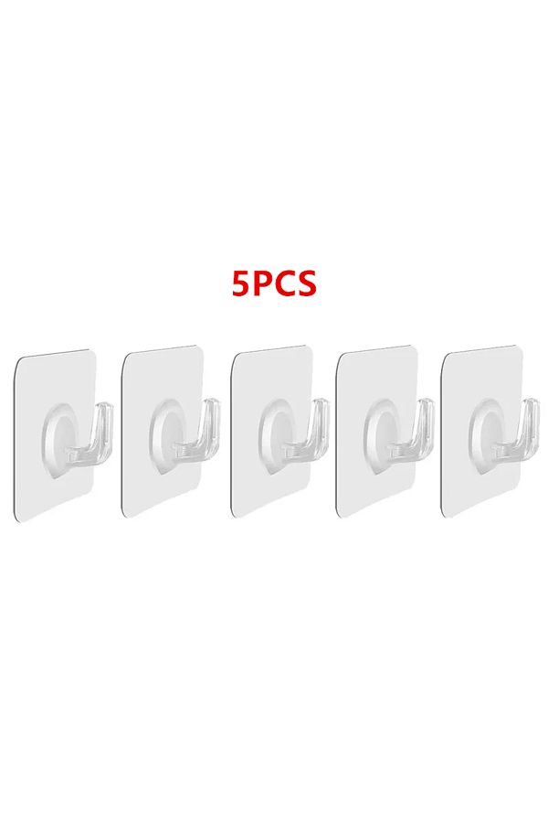 Choice-A 5PCS Transparent Strong Self Adhesive Hooks No Trace Sticky Hooks Key Storage Hanger For Kitchen B 1