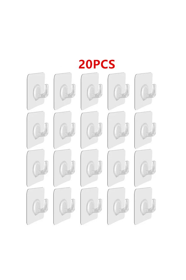 Choice-D 20PCS Transparent Strong Self Adhesive Hooks No Trace Sticky Hooks Key Storage Hanger For Kitchen 1