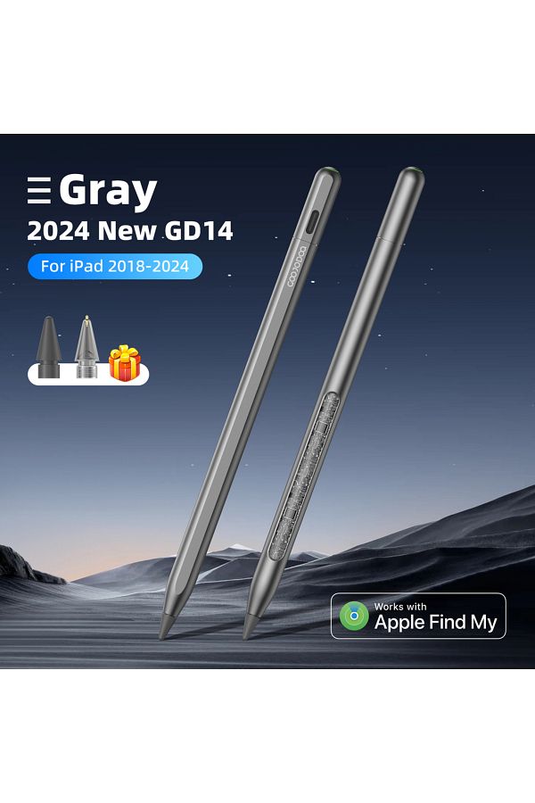 GOOJODOQ-رمادي لقلم Apple Pencil 2 مع خاصية Find My في تطبيق Apple، قلم iPad لجهاز iPad Air 6 Pro 13' 2024 Air5 4 iPa 1
