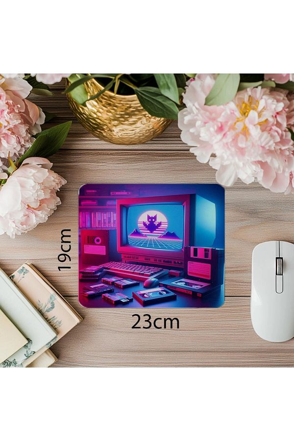 Luluyen-Mousepad retro pentru computer cu dischetă – cu ecran CRT – 19x23 cm 2 mm dreptunghiular imprimat importat 1