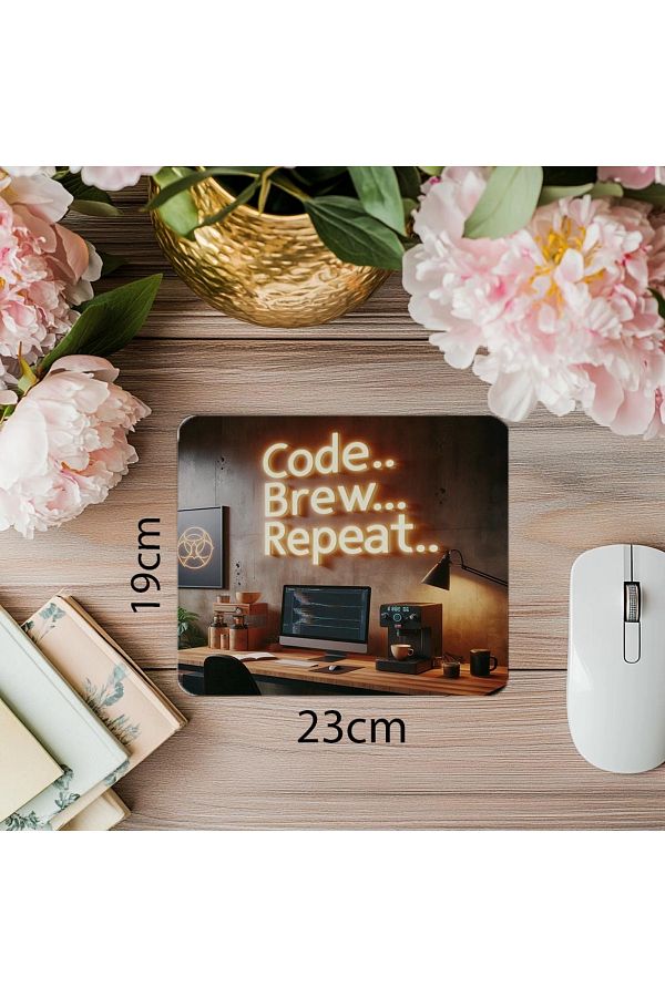 Luluyen-Mousepad scris Code Brew Repeat – Montat pe perete – 19x23 cm 2 mm Mouse Pad dreptunghiular imprimat importat 1