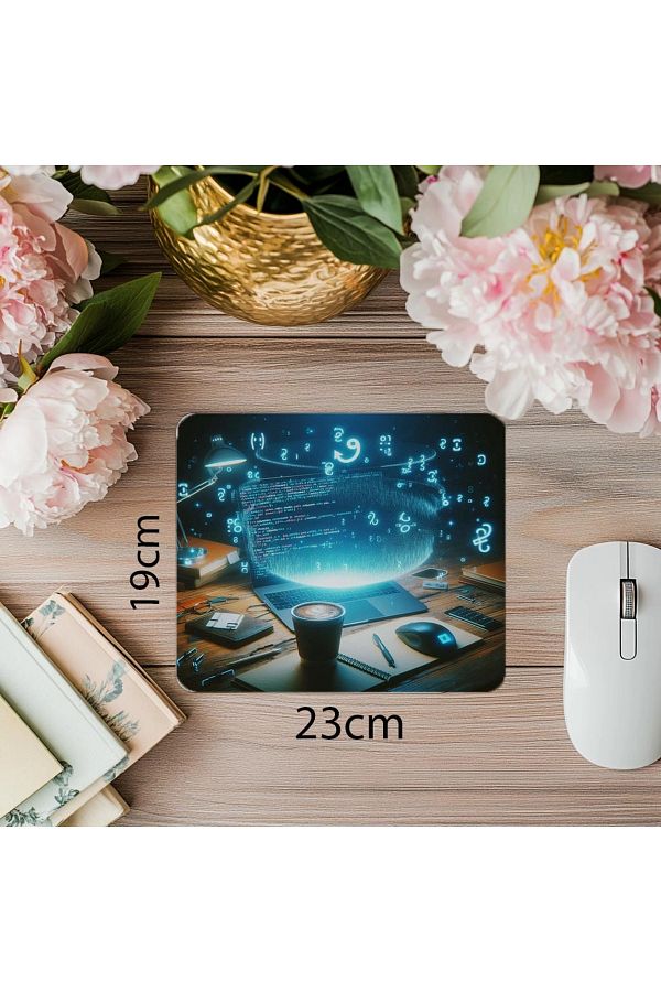Luluyen-Mousepad Dark Command Array în lumină albastră - 19x23cm 2mm dreptunghiulară importată imprimată mouse pad 1