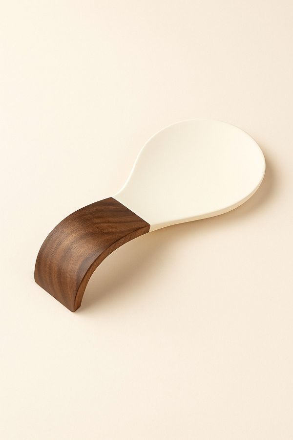 Mirilliahome-Acacia Handle Silicone Dirty Spoon Rest – Countertop Spoon Rest 1