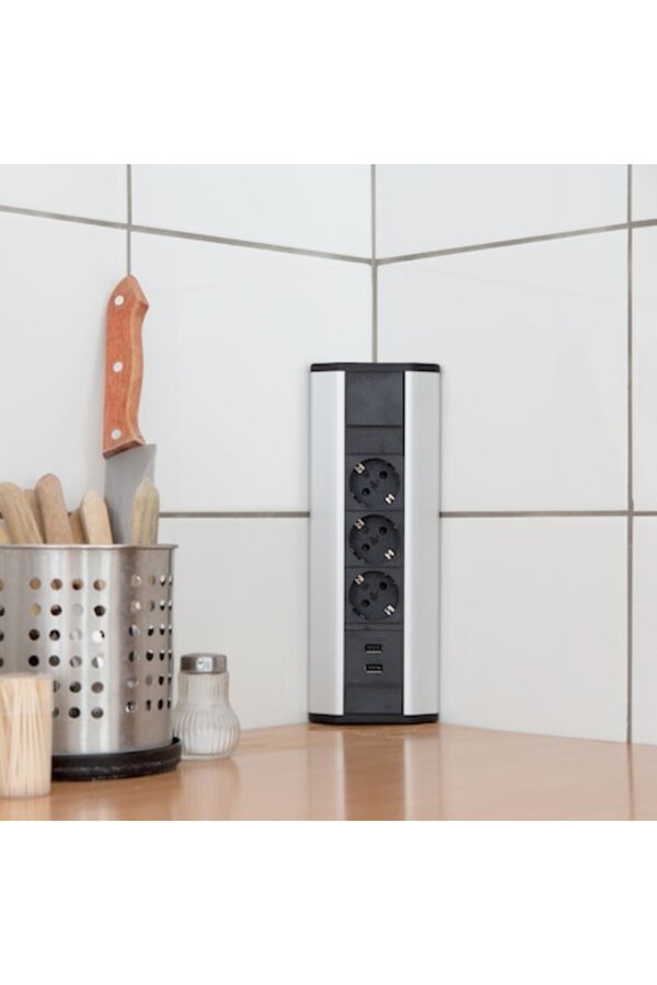 Primlife-Bloc Multiprize Incorporabil de Colt Rabatabil + 2x USB, 2,1a 1