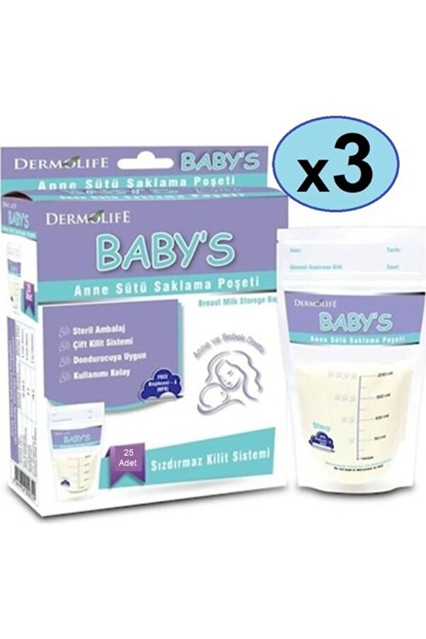Dermolife Baby's Anne Sütü Saklama Poşeti 20 Adet 3'lü