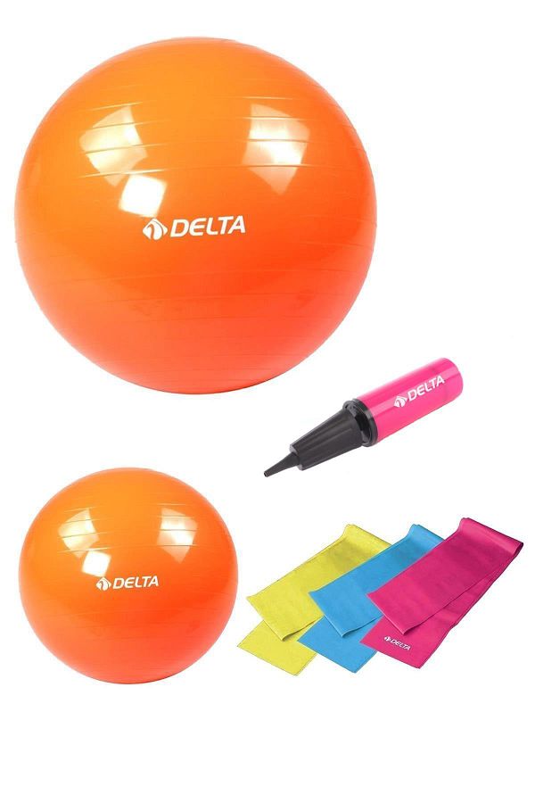 Delta-Set of 3 Pilates Balls and 6 Pump Tapes Suitable for 180 Cm - 200 Cm Height Range 1