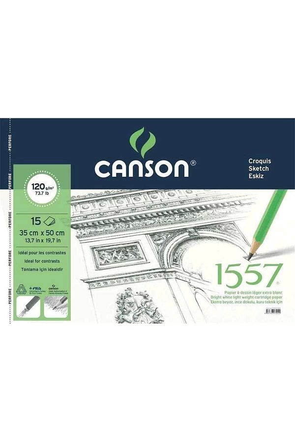 Canson-1557 35x50 سم 15yp 120gr Spiralli Eskiz çizim Resim Defteri / Fcns120153550 1