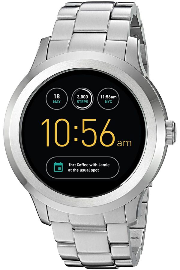Fossil-ساعة Ftw2116 Q Founder الذكية من الجيل الثاني، مصنوعة من الفولاذ المقاوم للصدأ، بشاشة تعمل باللمس (فضية) 1
