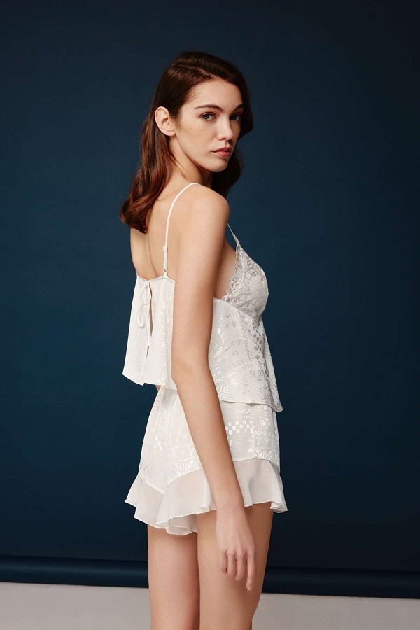Bonnie Clyde-Women's Romantic Strap-Shorts and Dressing Gown Set Elegant Ecru Design 3-Piece - Ecru - Sreia30H01P5Gxec-Ek 1