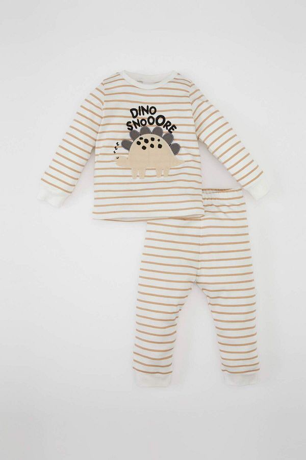 DeFacto-Set pijamale cu dungi pentru bebelusi - maneca lunga, talie elastica, scop lung D1777a524au 1