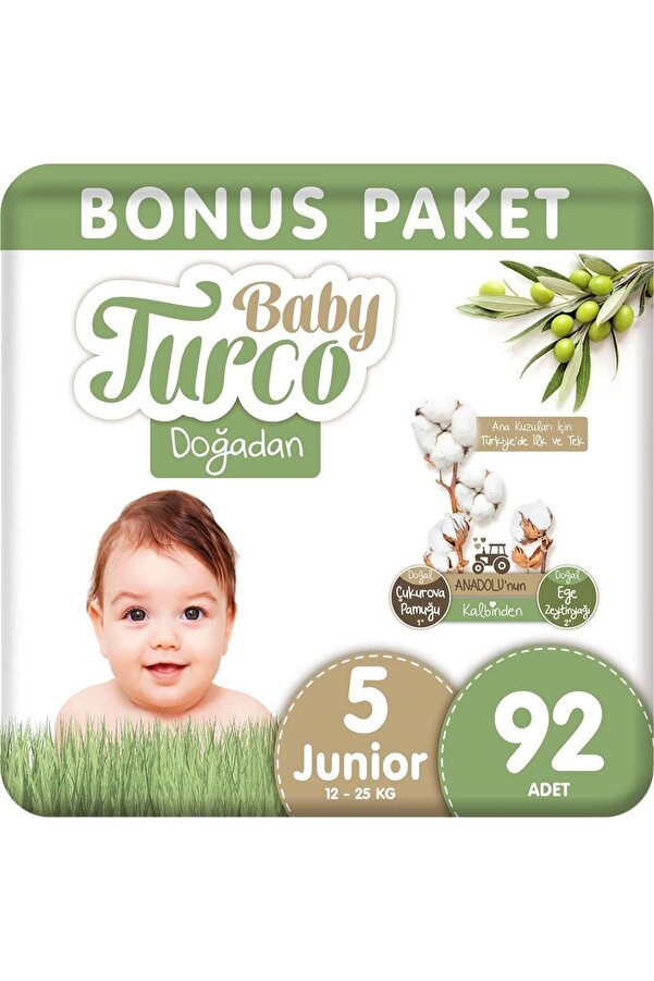 Baby Turco Doğadan Bebek Bezi 5 Numara Junior 184 Adet