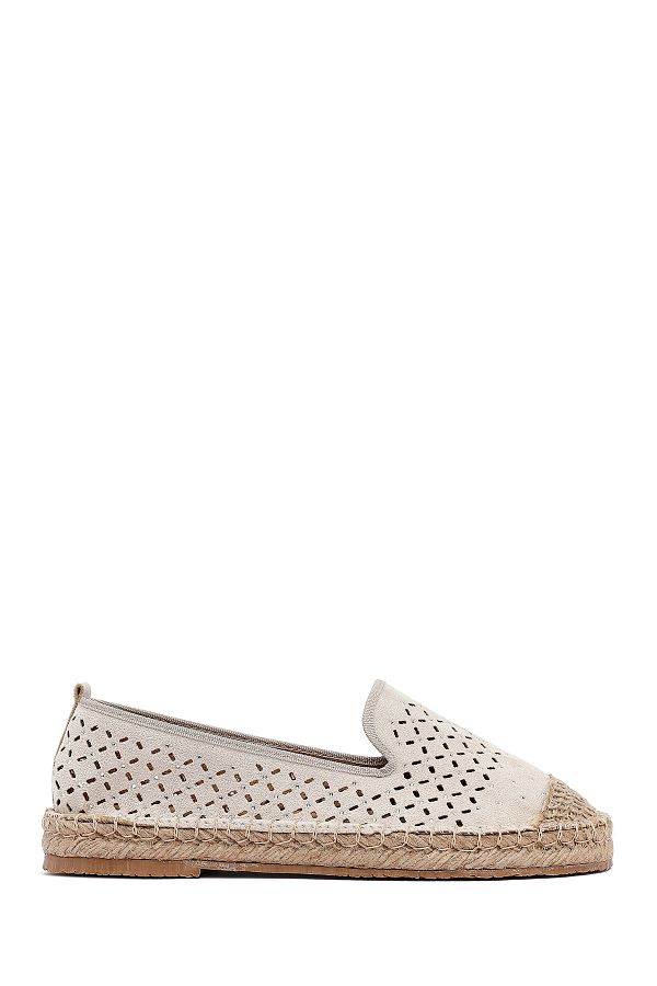 Derimod-Women's Beige Mesh Suede Espadrille 25Sfe402710 1