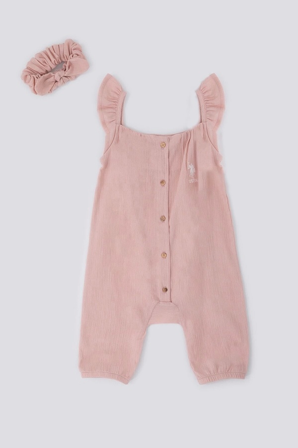 U.S. Polo Assn. U.s. Polo Assn Sweet Candy Pembe Bebek Bandanalı Salopet Takım