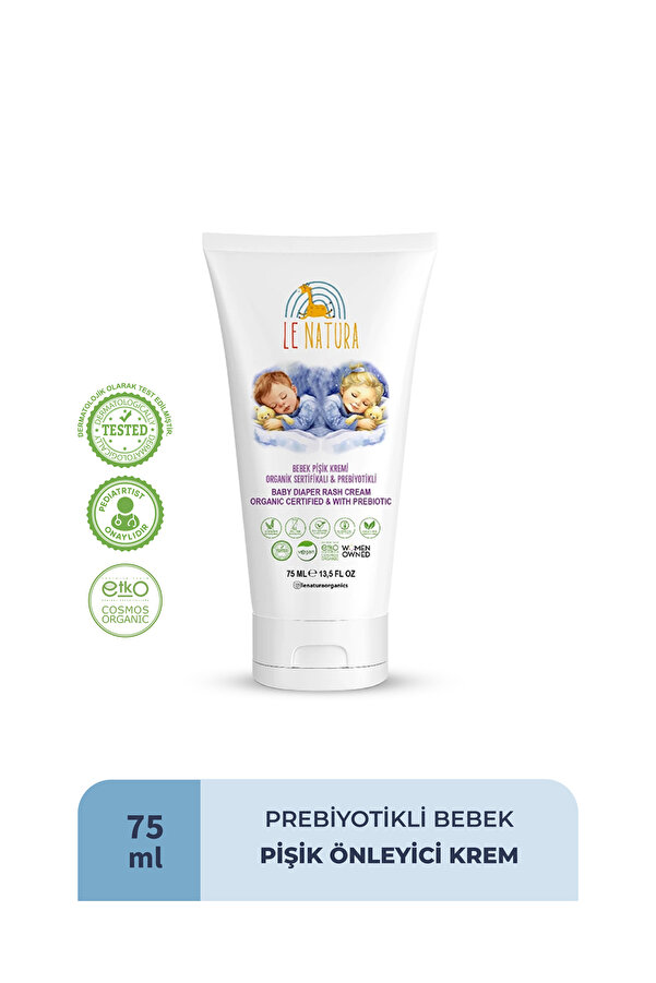 LE NATURA Bebek Pişik Önleyici Krem - 75 ml - Prebiyotikli ve Organik - Anında Yatıştırma ve Hızlı Onarım