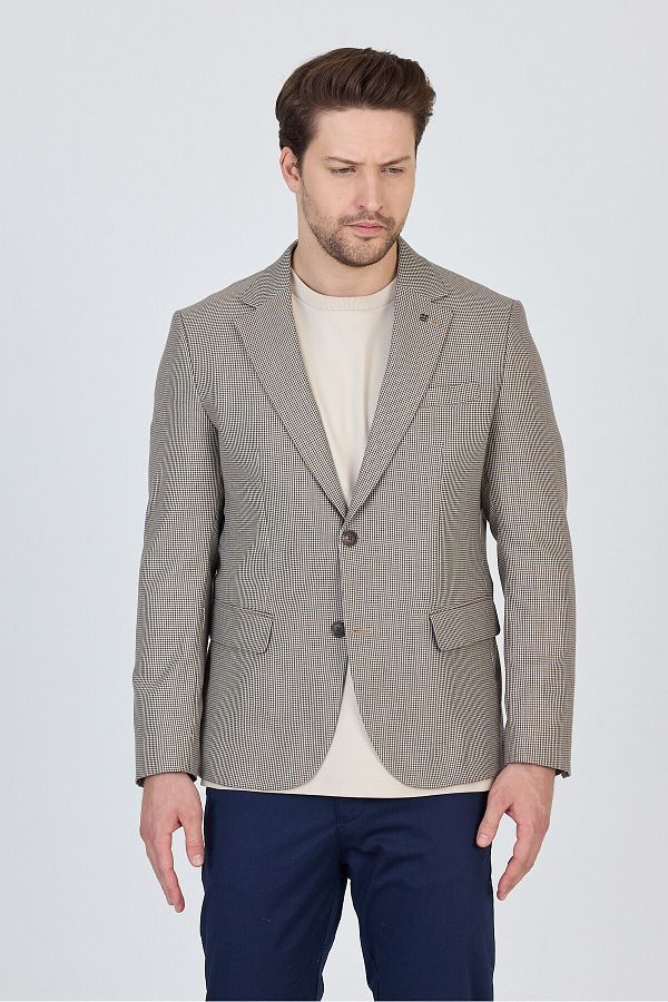 Frappoli-Martinelli Men's Mink Small Pattern Polyester Fabric Sports Blazer Jacket 1