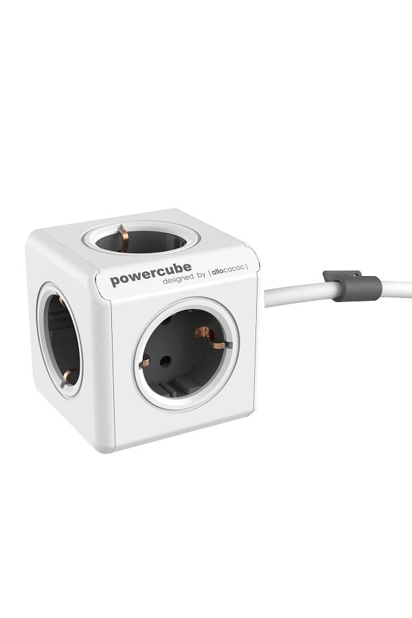 Allocacoc-Cubic extension cord, Powercube by Allocacoc, 4 sockets, 1.5m, white/grey 1