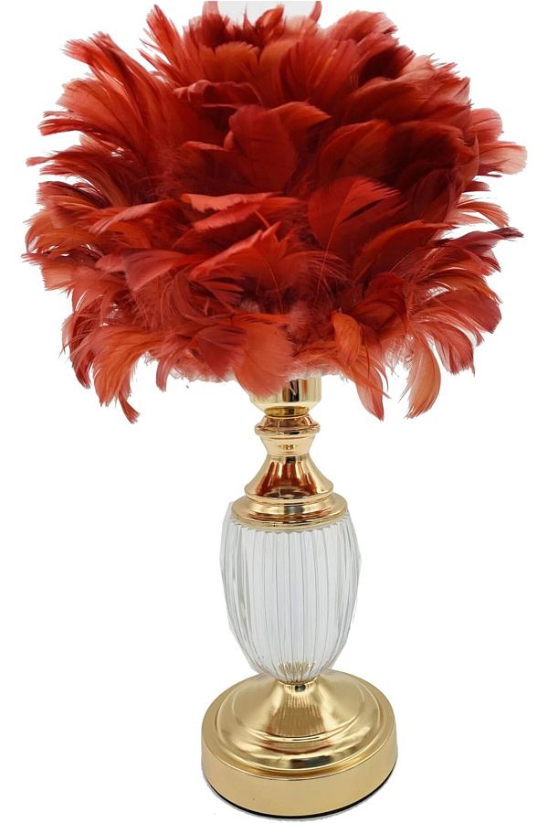 SUKILO-Modern Feather LED Bedside Lamp – Shade Dimmable Night Table Lamp 1