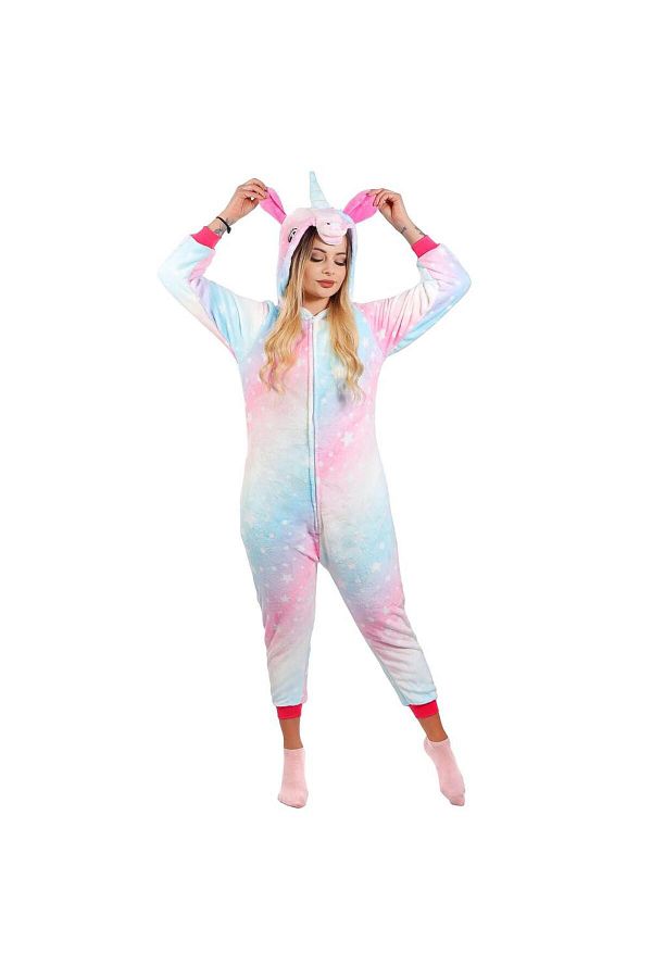 SERSIMO-Pijama tip salopeta pentru dama, model unicorn, marime M 1