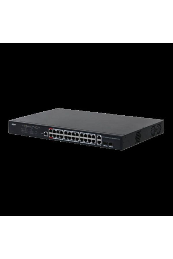 DAHUA-managed switch 26 porturi, 24 porturi POE, Interfata:24 x 10/100/1000 Mbps, 2 x 2 gigabit 1