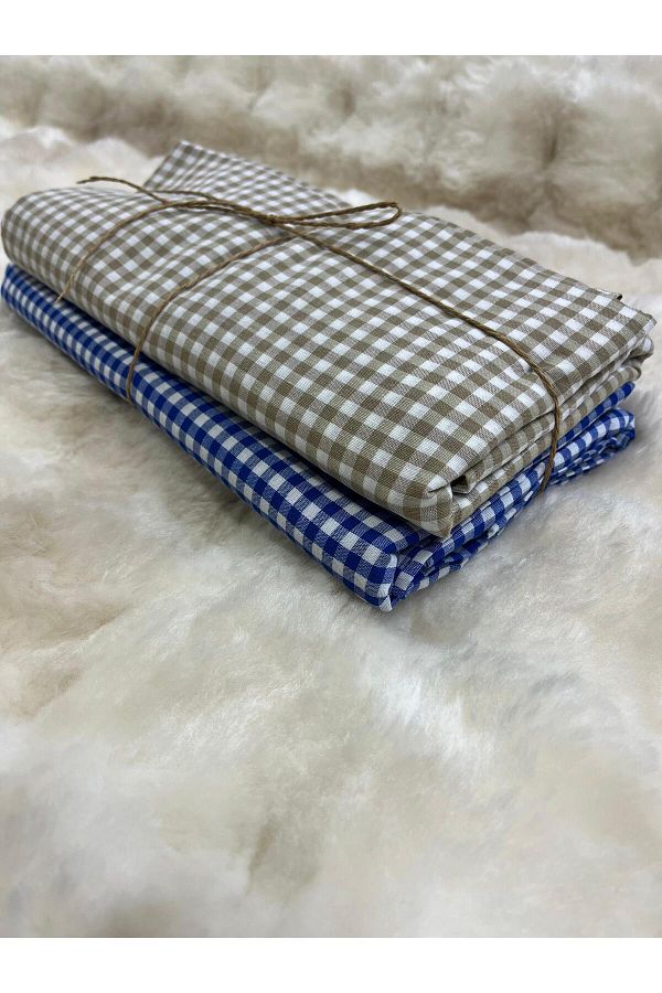 CANDAN ÇEYİZ-Set of 2 Square Tablecloths 170X170 cm Gingham Pattern Suitable for Tableware, Garden and Picnic Use 1