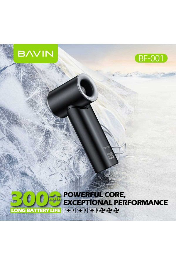 Bavin-BF-001 Portable Mini Rechargeable Turbo Jet Fan with Up to 5 Strong Wind Speeds and LED Display 1