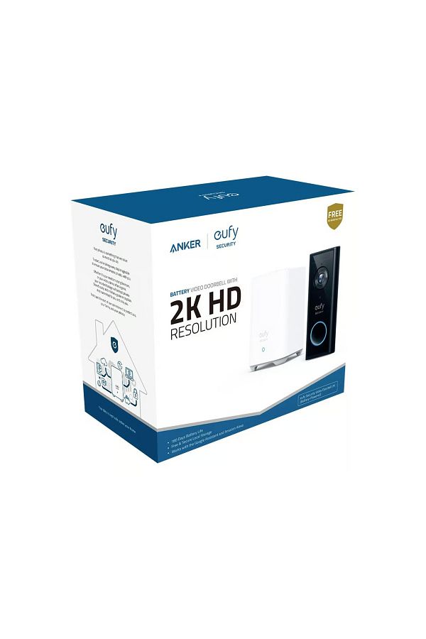 Eufy Security-, Wireless Video Doorbell (Battery-Powered) with 2K HD, No Monthly Fee, On-Device AI fo 1