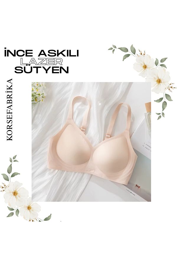 korsefabrika trend mood store-Thin Straps Laser Cut Pads - Invisible - No Trace - No Balens Collecting Push up Seamless Bra 1