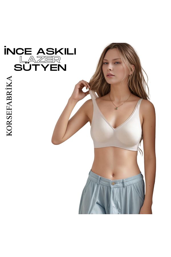 korsefabrika trend mood store-Thin Straps Laser Cut Pads - Invisible - No Trace - No Balens Collecting Push up Seamless Bra 1