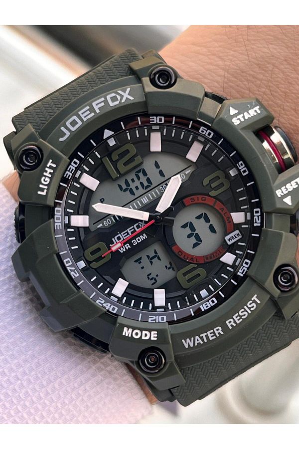 Joefox-Digital and Analog 2 Years Warranty Chronometer+Calendar+Alarm+Lighting Men's Wrist Watch Joe.Bk01 1