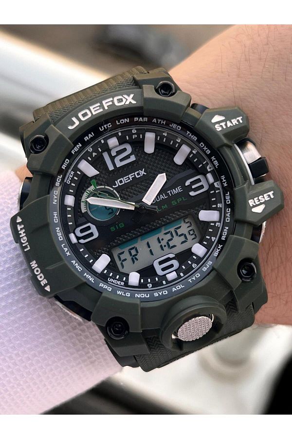 Joefox-Digital and Analog 2 Years Warranty Chronometer+Calendar+Alarm+Lighting Men's Wrist Watch Joe.Bk09 1