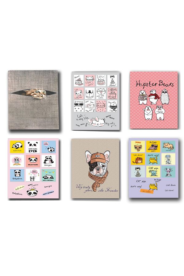 FLY COLOR-A5 P.P Cover 40 Sheets Checkered Stitched Patterned Notebook Set 1