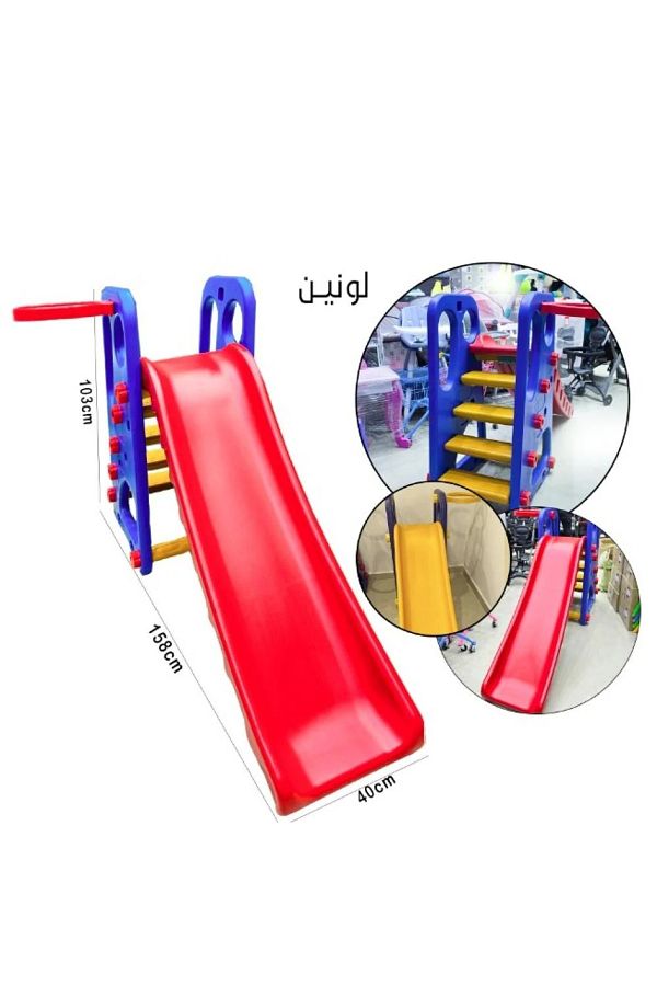 Toybox-منزلق خارجي محمول وخفيف الوزن 2 في 1 مع شبكة كرة سلة - 108 × 158 × 40 سم 1