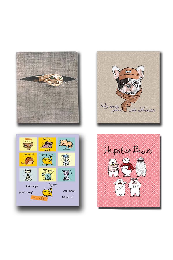 FLY COLOR-A5 P.P Cover 40 Sheets Checkered Stitched Patterned Notebook Set 1