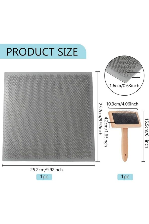 Choice-AECH03-19433 Carding Brush Set 9.9x9.9 Inch Rubber & Gauze Blending Board with Wool Brush Wool Needl 1
