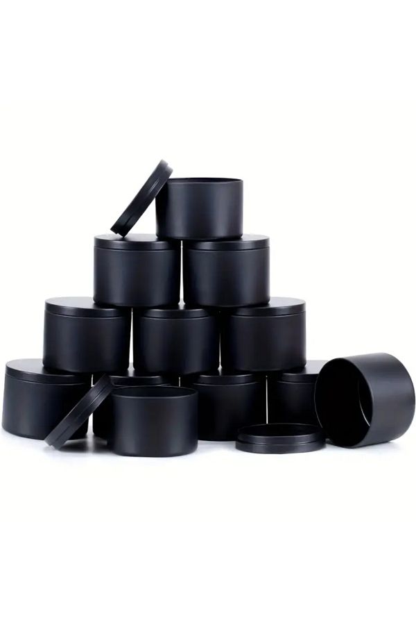 Choice-4OZ-All Black 12pcs 4oz/8oz Empty Matte Black Candle Jar with Lid - Multipurpose Metal Container for 1