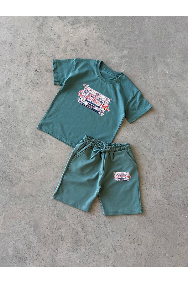 KAPROLLI-Ladolce Patterned Unisex Tshirt Shorts Girls Boys Kids Bottom Top Set Tshirt Shorts Set School Nursery Set 1